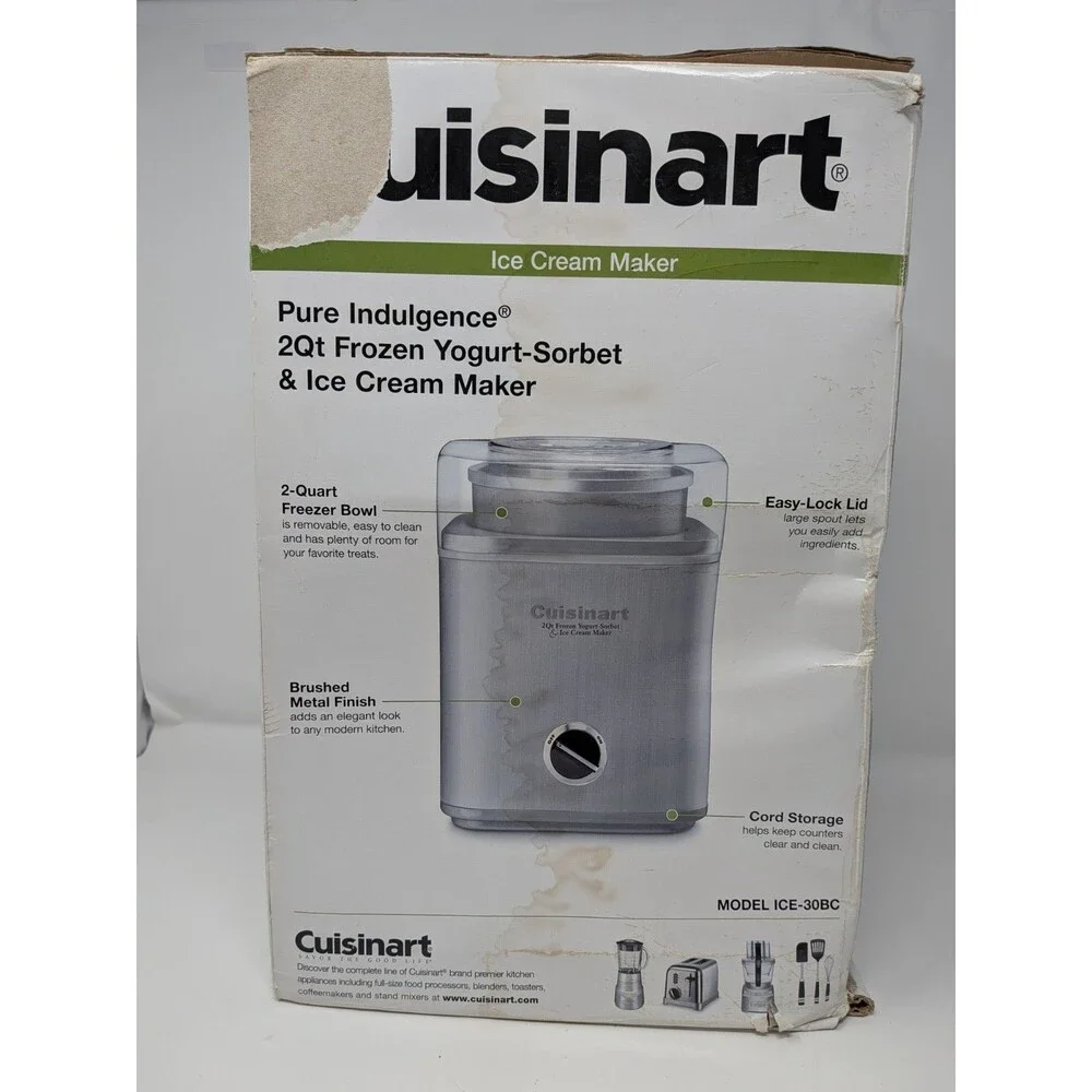 Cuisinart ICE-30BC 2Qt Frozen Yogurt Sorbet Ice Cream Maker Automatic Silver